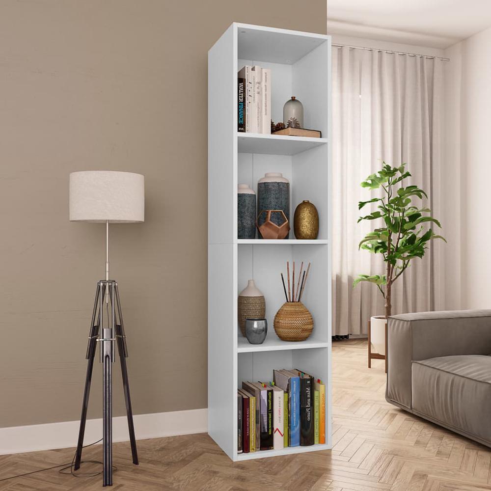 vidaXL Book Cabinet/TV Cabinet White 14.2"x11.8"x56.3" Chipboard, 800144. The main picture.