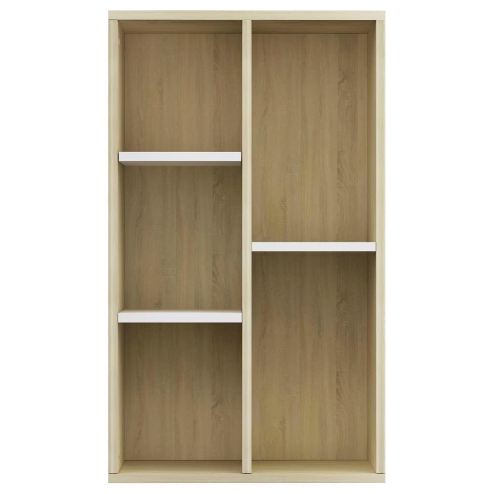 vidaXL Book Cabinet/Sideboard White and Sonoma Oak 19.7"x9.8"x31.5", 800167. Picture 6