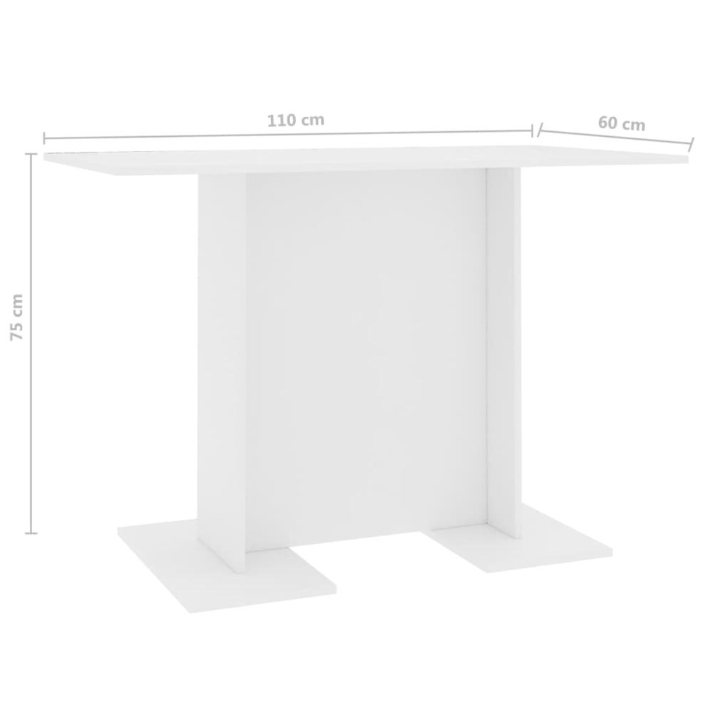 vidaXL Dining Table White 43.3"x23.6"x29.5" Chipboard, 800243. Picture 6