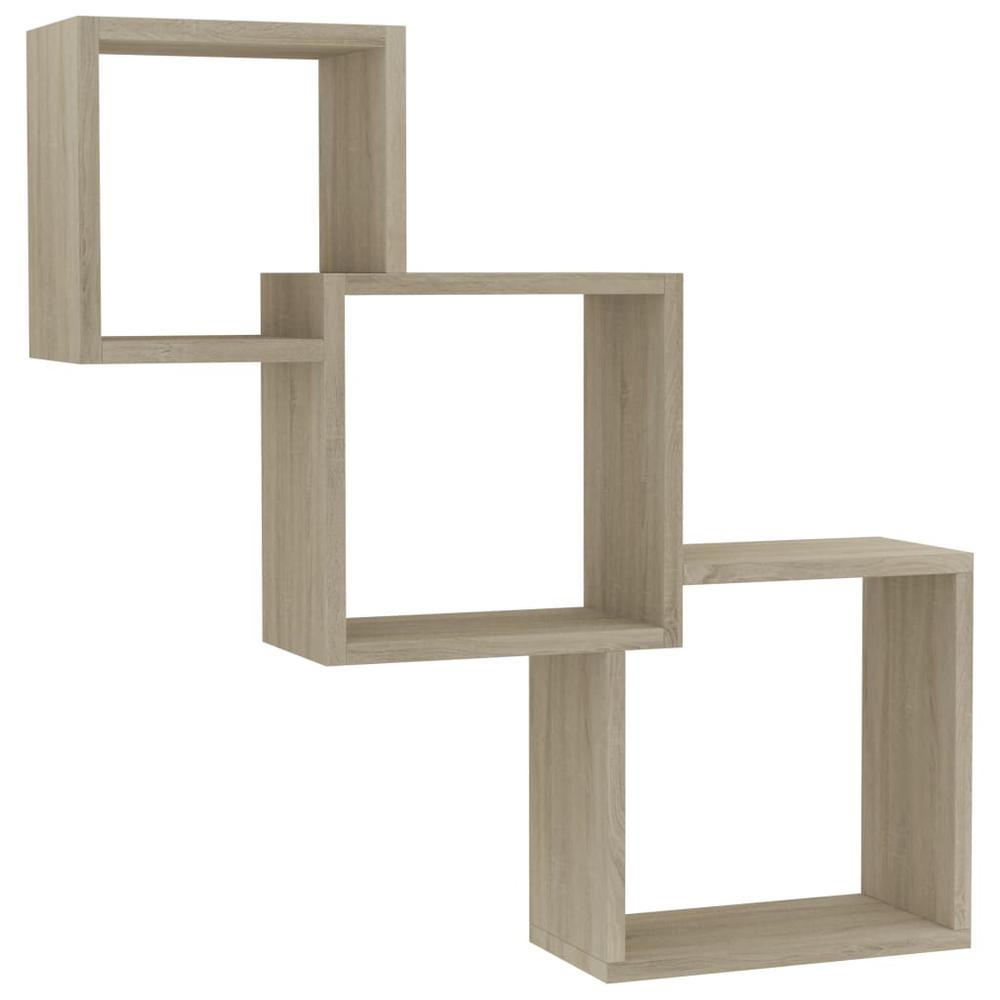 vidaXL Cube Wall Shelves Sonoma Oak 33.3"x5.9"x10.6" Chipboard, 800273. Picture 2