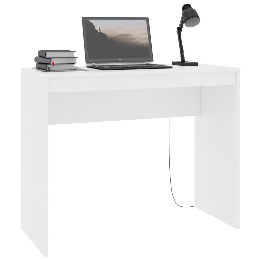 vidaXL Desk White 35.4"x15.7"x28.3" Chipboard, 800378. Picture 3