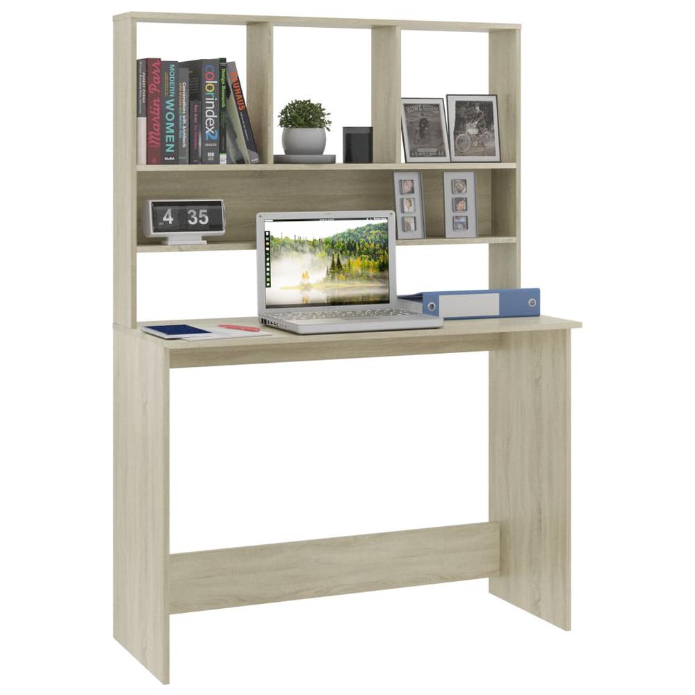 vidaXL Desk with Shelves Sonoma Oak 43.3"x17.7"x61.8" Chipboard, 800390. Picture 3