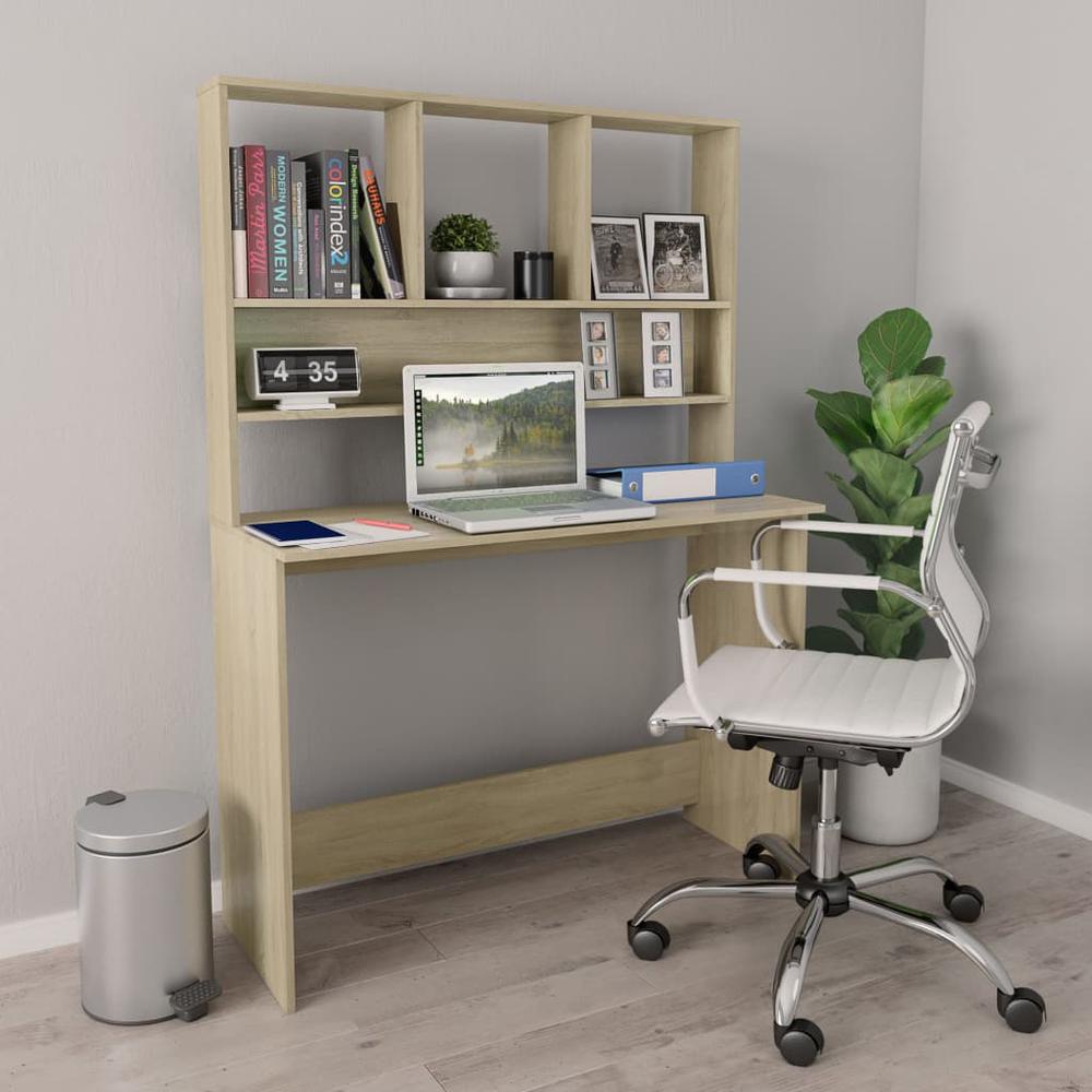 vidaXL Desk with Shelves Sonoma Oak 43.3"x17.7"x61.8" Chipboard, 800390. The main picture.