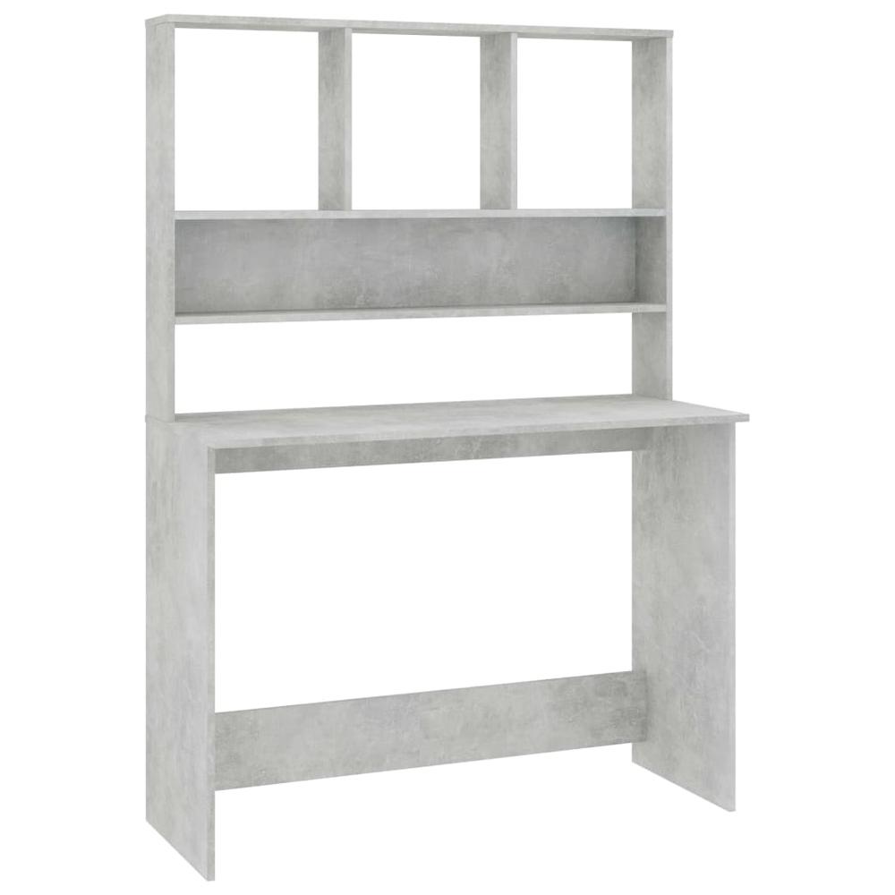 vidaXL Desk with Shelves Concrete Gray 43.3"x17.7"x61.8" Chipboard, 800391. Picture 2