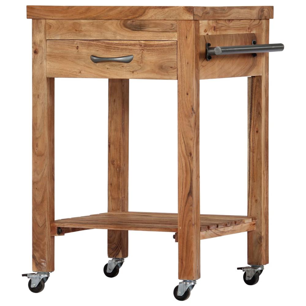 Kitchen Trolley 22.8"x22.8"x35" Solid Wood Acacia. Picture 10