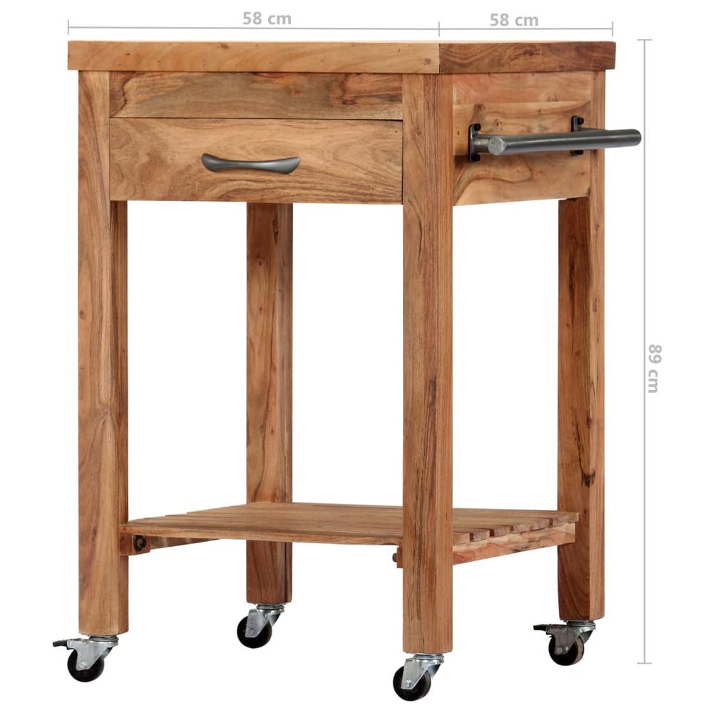 Kitchen Trolley 22.8"x22.8"x35" Solid Wood Acacia. Picture 8