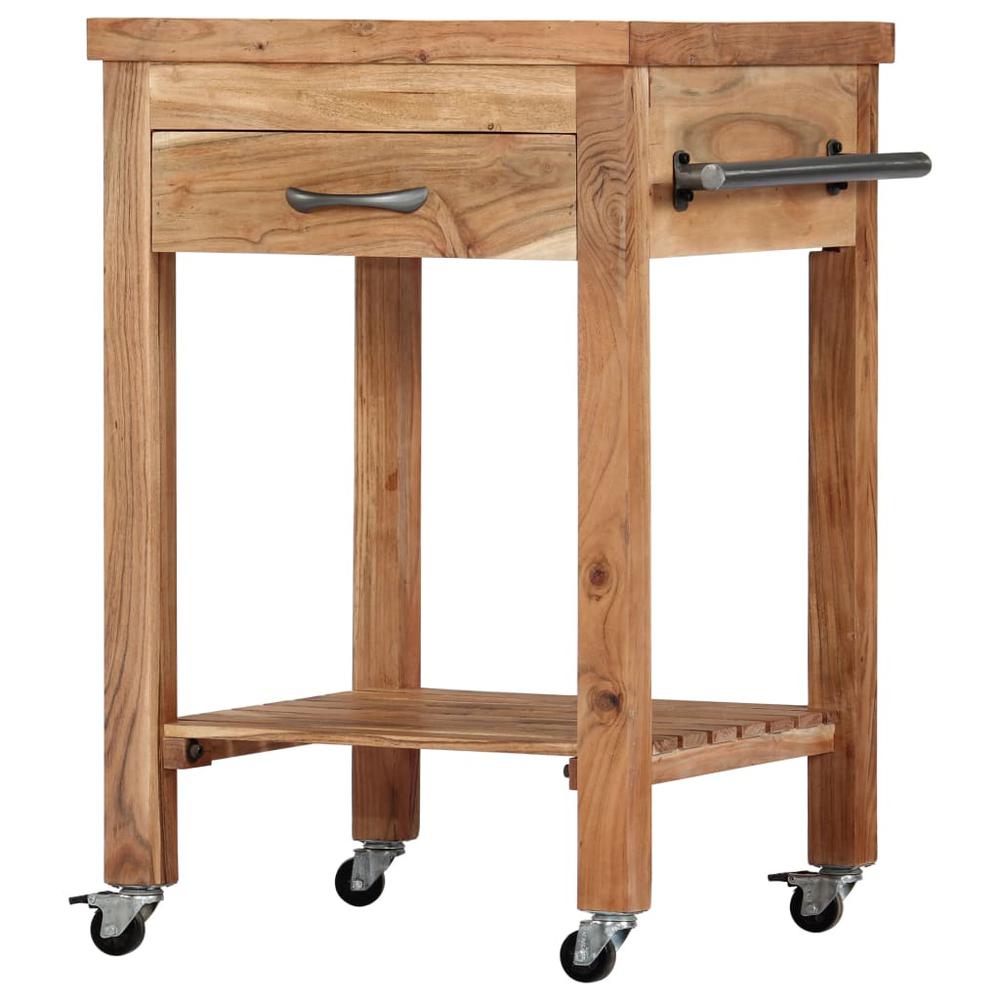 Kitchen Trolley 22.8"x22.8"x35" Solid Wood Acacia. Picture 9