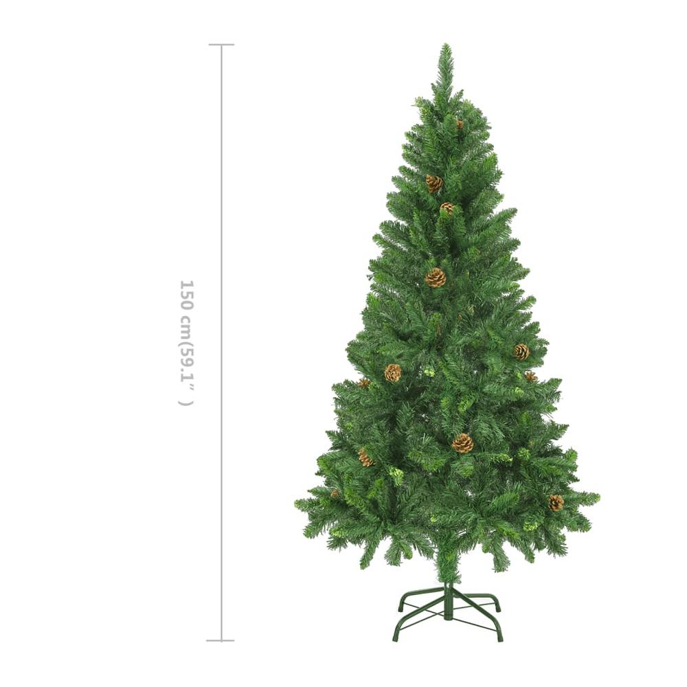 vidaXL Artificial Christmas Tree with Pine Cones Green 59.1". Picture 8