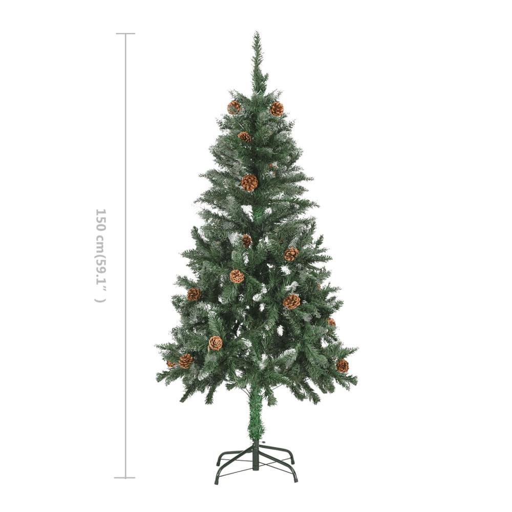 vidaXL Artificial Christmas Tree with Pine Cones and White Glitter 59.1". Picture 7