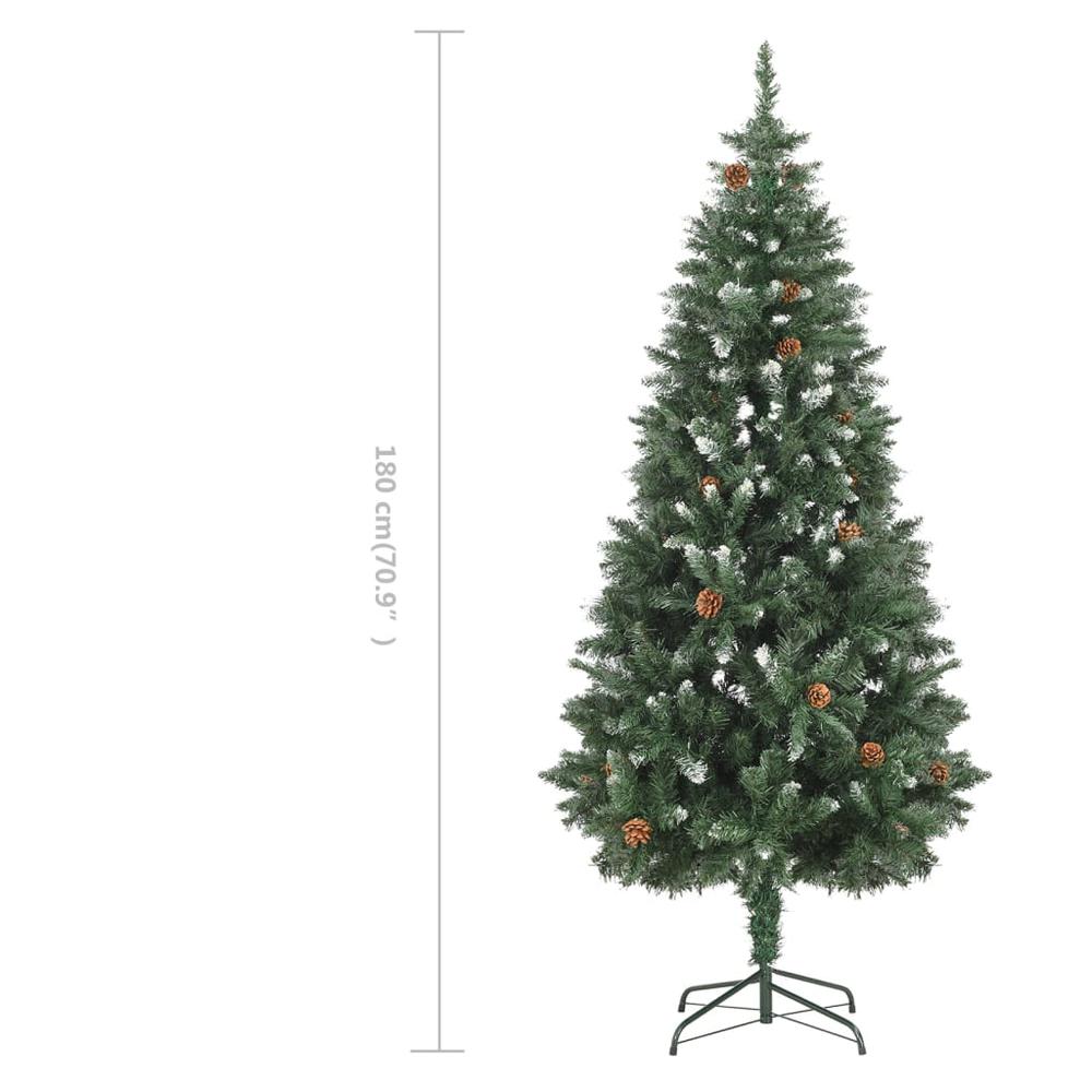 vidaXL Artificial Christmas Tree with Pine Cones and White Glitter 70.9". Picture 7