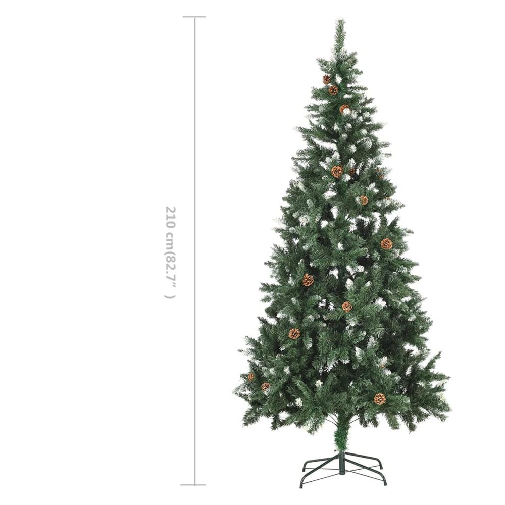 vidaXL Artificial Christmas Tree with Pine Cones and White Glitter 82.7". Picture 7