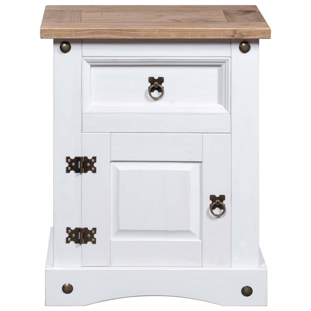 Bedside Cabinet Mexican Pine Corona Range White 20.9"x15.4"x26". Picture 1