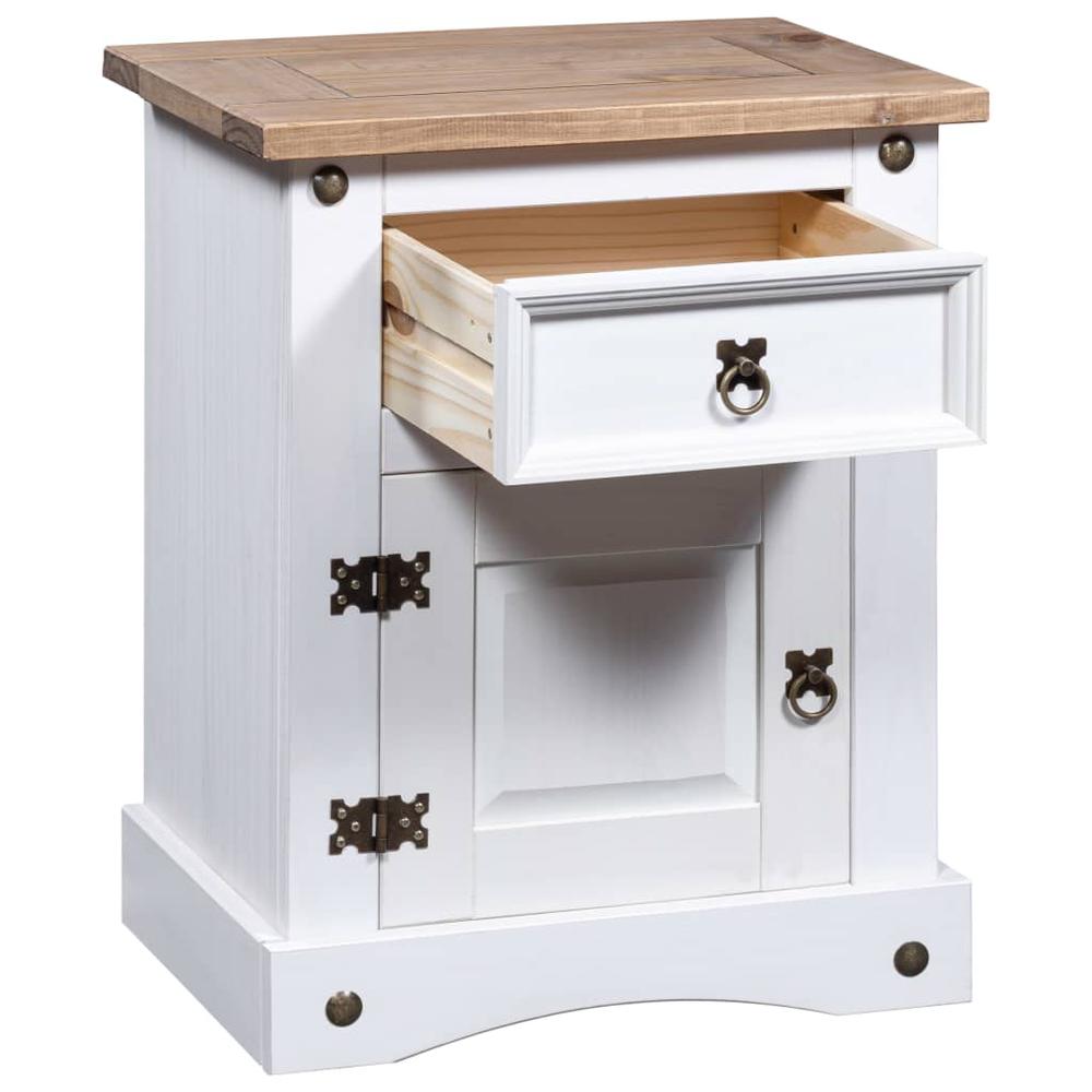 Bedside Cabinet Mexican Pine Corona Range White 20.9"x15.4"x26". Picture 2
