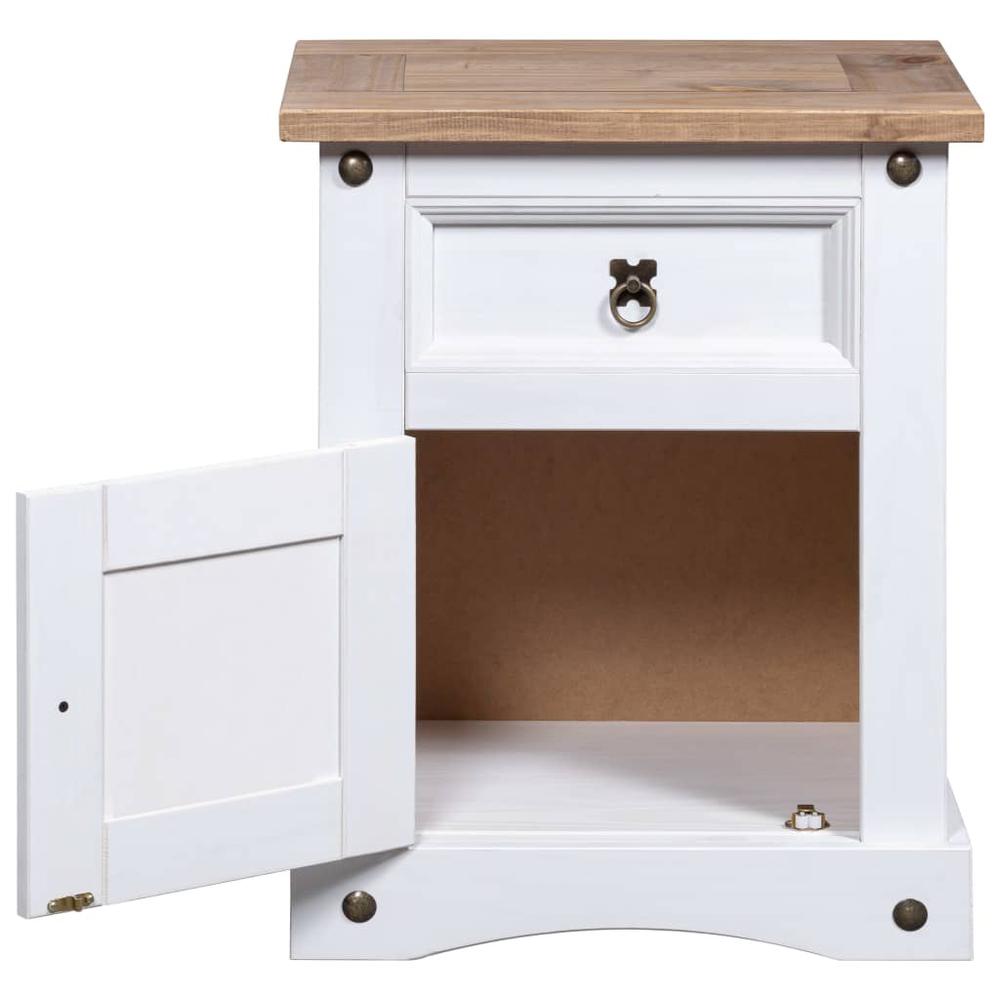 Bedside Cabinet Mexican Pine Corona Range White 20.9"x15.4"x26". Picture 3