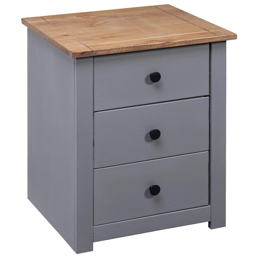 Bedside Cabinet Gray 18.1"x15.7"x22.4" Pinewood Panama Range. Picture 3