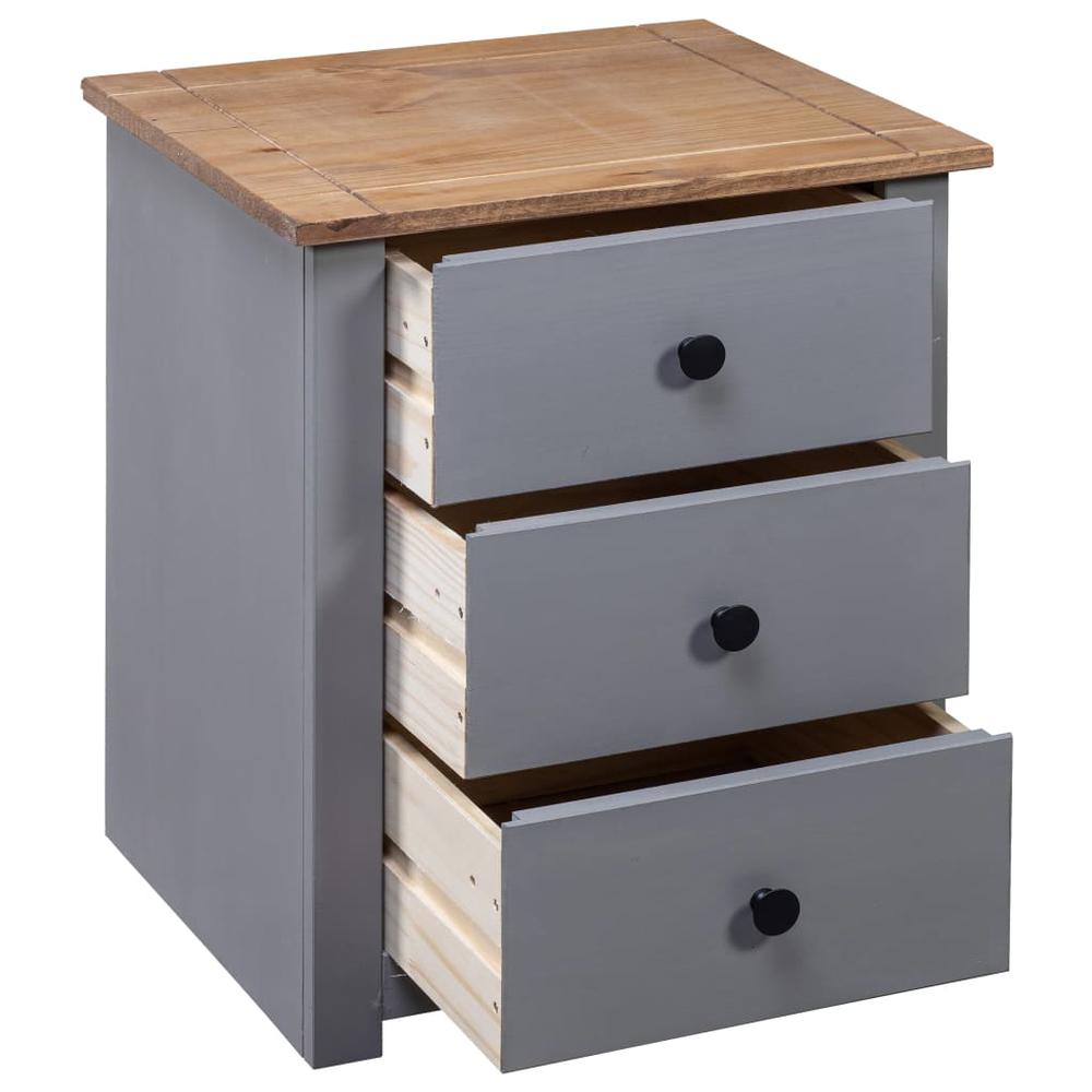 Bedside Cabinet Gray 18.1"x15.7"x22.4" Pinewood Panama Range. Picture 4