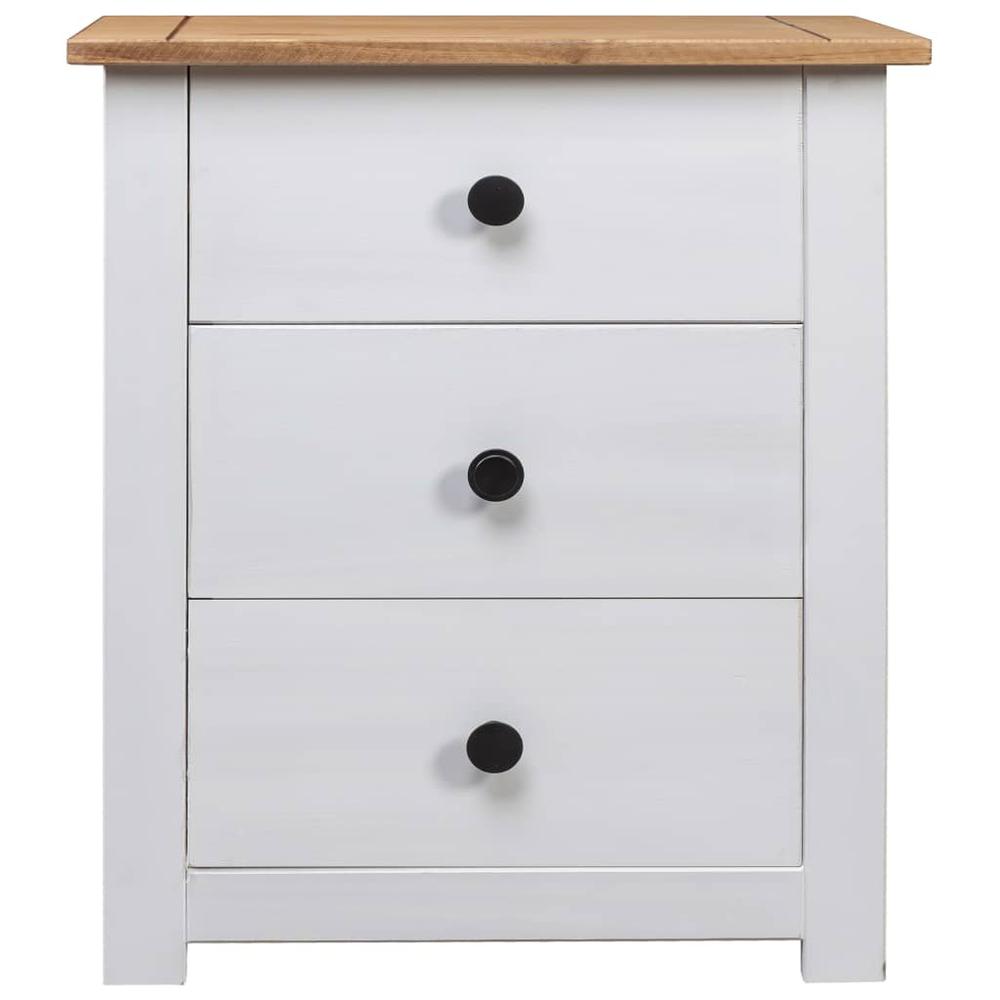 Bedside Cabinet White 18.1"x15.7"x22.4" Pinewood Panama Range. Picture 2