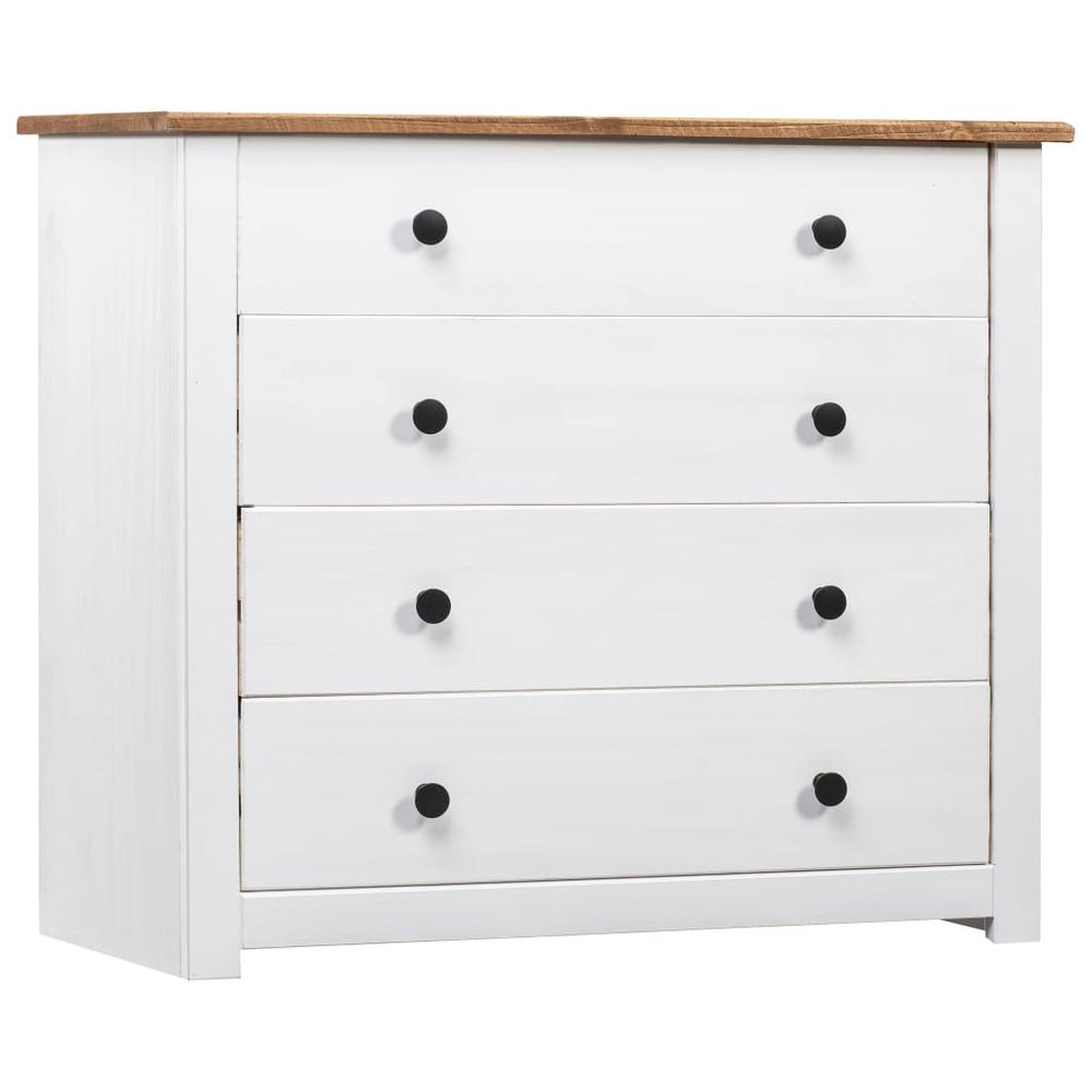 vidaXL Side Cabinet White 31.5"x15.7"x28.7" Pine Panama Range, 282660. Picture 1