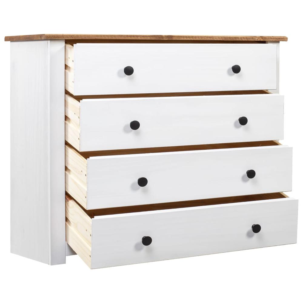 vidaXL Side Cabinet White 31.5"x15.7"x28.7" Pine Panama Range, 282660. Picture 4