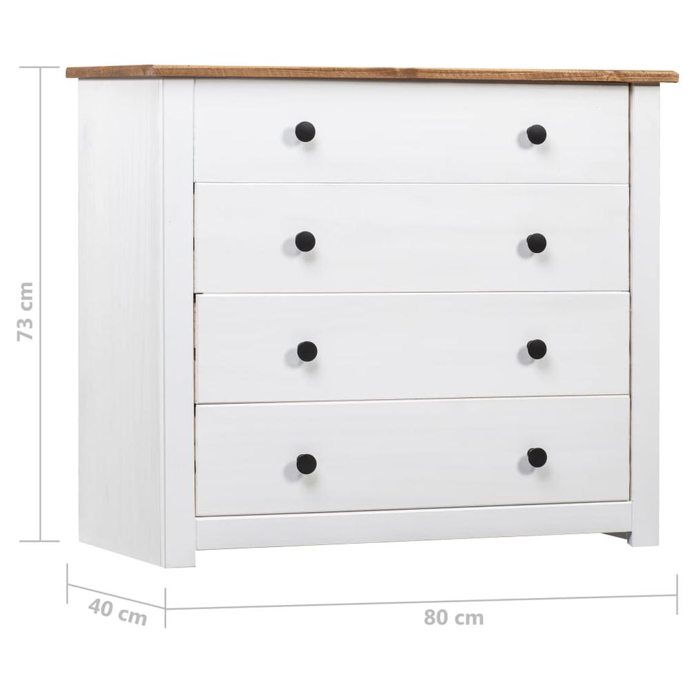 vidaXL Side Cabinet White 31.5"x15.7"x28.7" Pine Panama Range, 282660. Picture 6