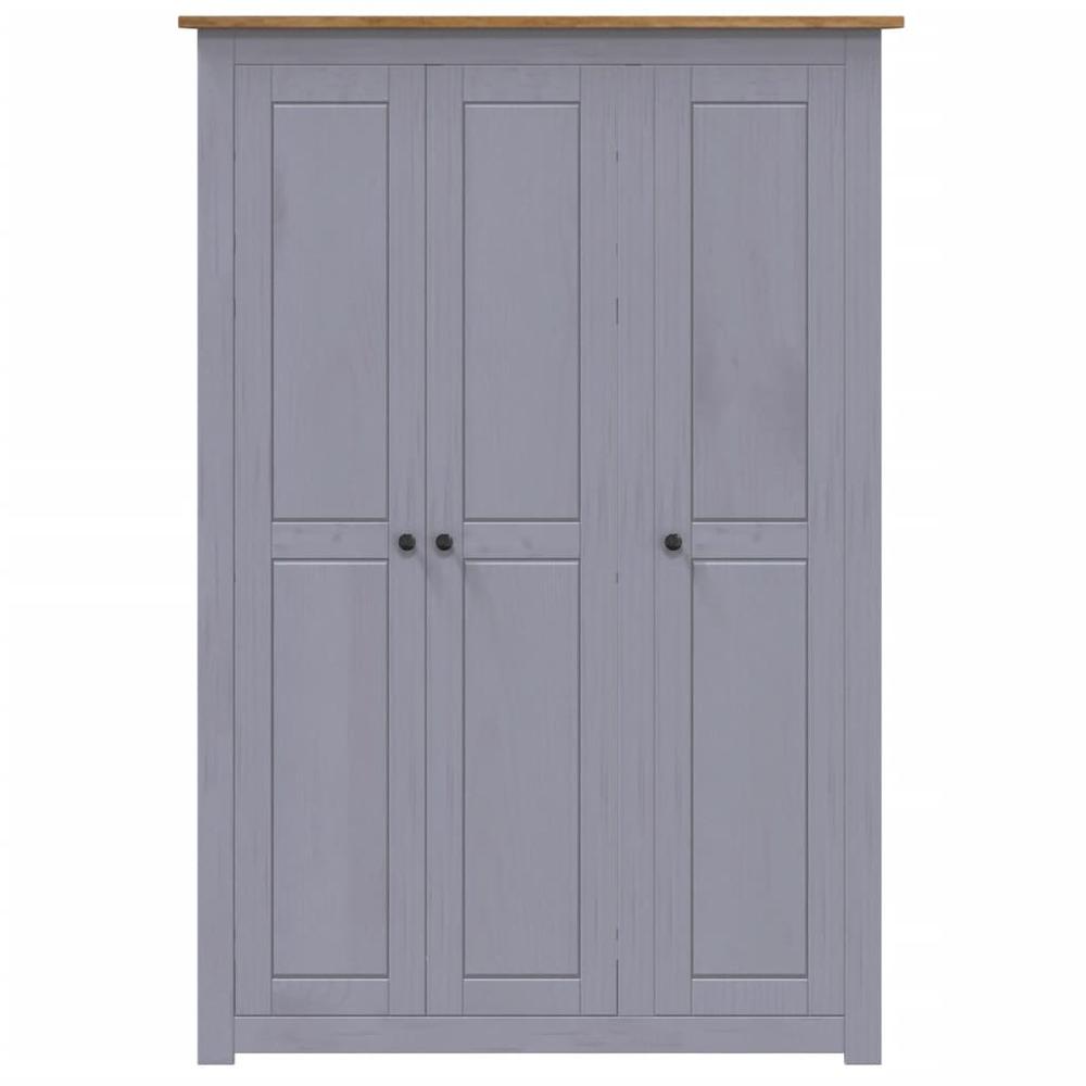 3-Door Wardrobe Gray 46.5"x19.7"x67.5" Pine Panama Range. Picture 3