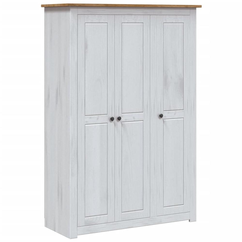 3-Door Wardrobe White 46.5"x19.7"x67.5" Pine Panama Range. Picture 1