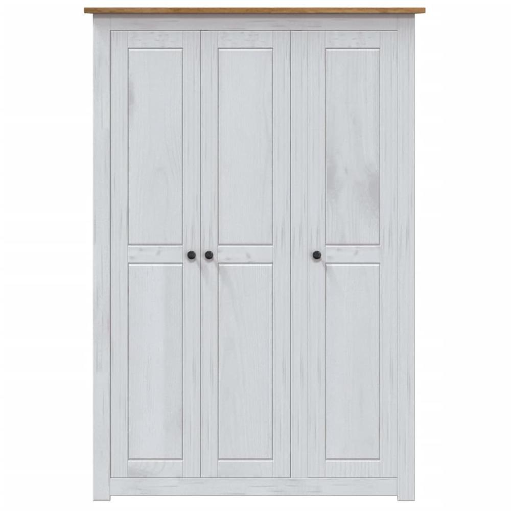 3-Door Wardrobe White 46.5"x19.7"x67.5" Pine Panama Range. Picture 3