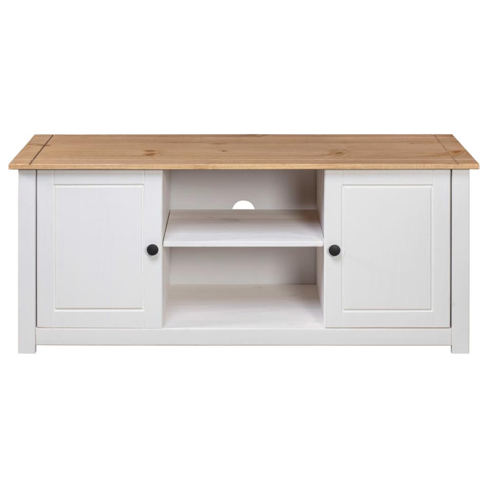 TV Stand White 47.2"x15.7"x19.7" Solid Pine Wood Panama Range. Picture 4