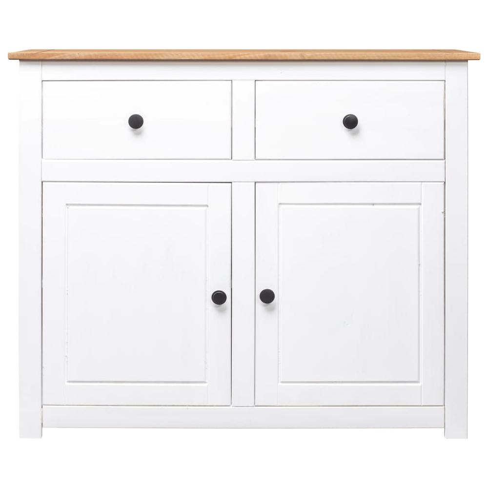 Sideboard White 36.6"x15.7"x31.5" Solid Pinewood Panama Range. Picture 1