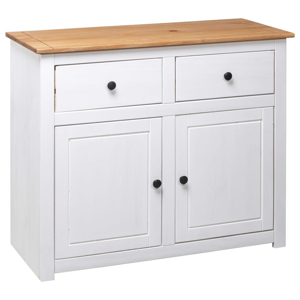 Sideboard White 36.6"x15.7"x31.5" Solid Pinewood Panama Range. Picture 3