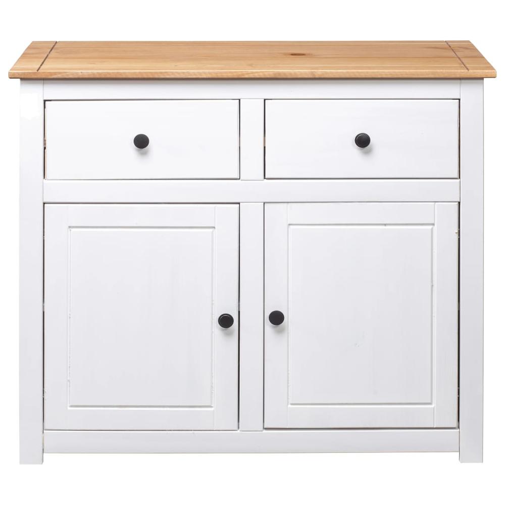 Sideboard White 36.6"x15.7"x31.5" Solid Pinewood Panama Range. Picture 4
