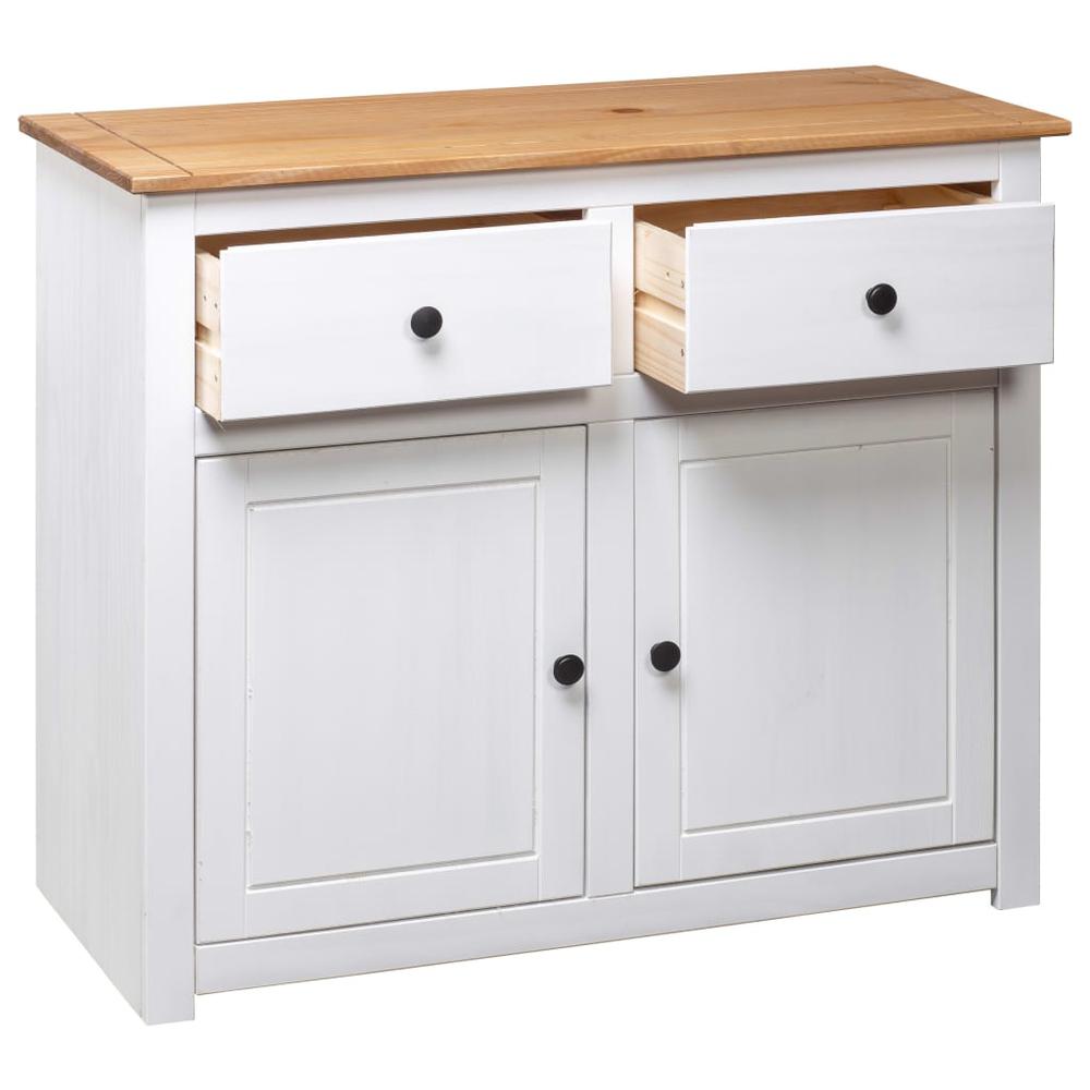 Sideboard White 36.6"x15.7"x31.5" Solid Pinewood Panama Range. Picture 5