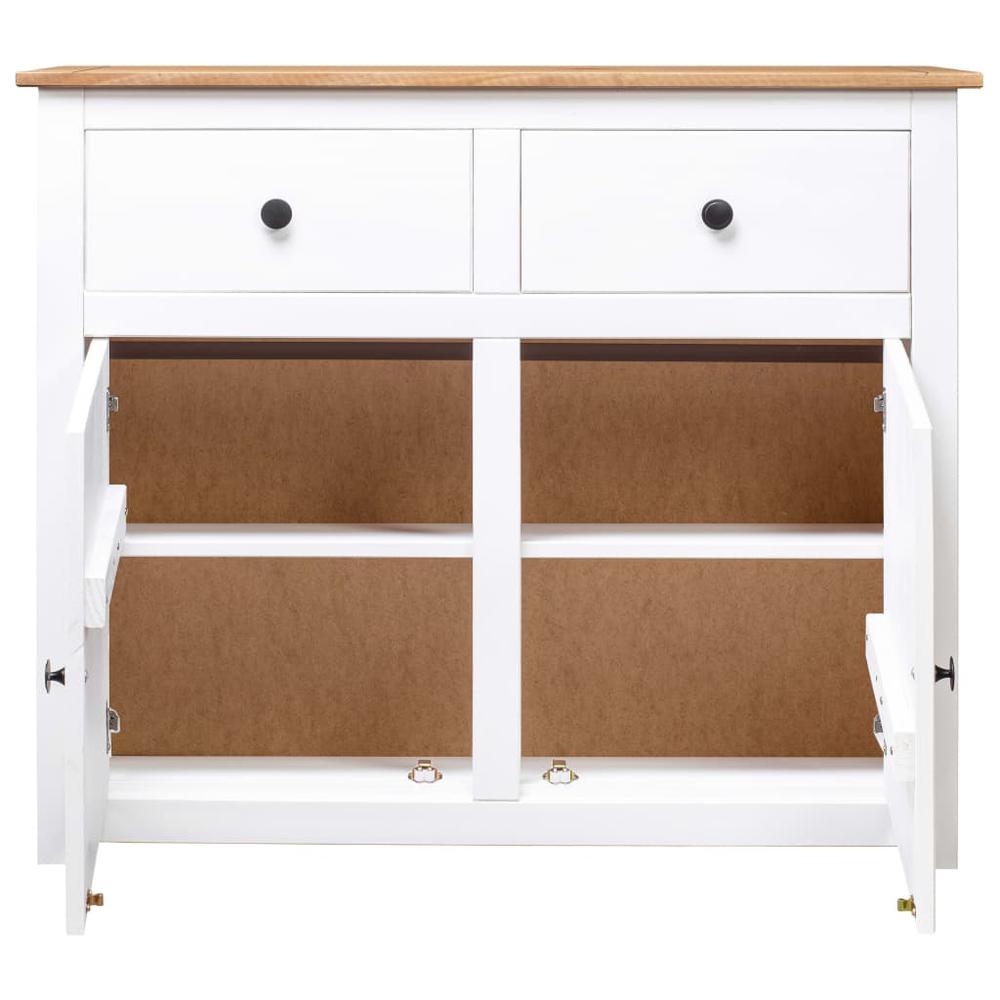 Sideboard White 36.6"x15.7"x31.5" Solid Pinewood Panama Range. Picture 6
