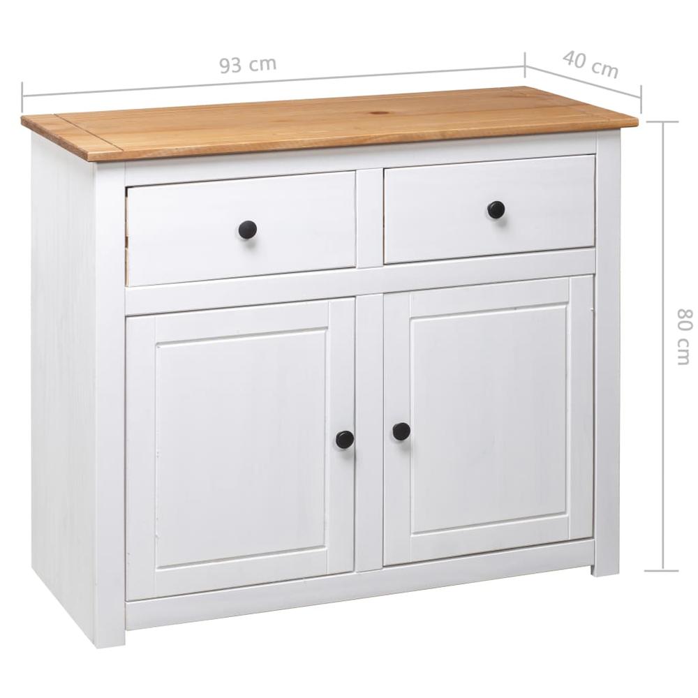 Sideboard White 36.6"x15.7"x31.5" Solid Pinewood Panama Range. Picture 9