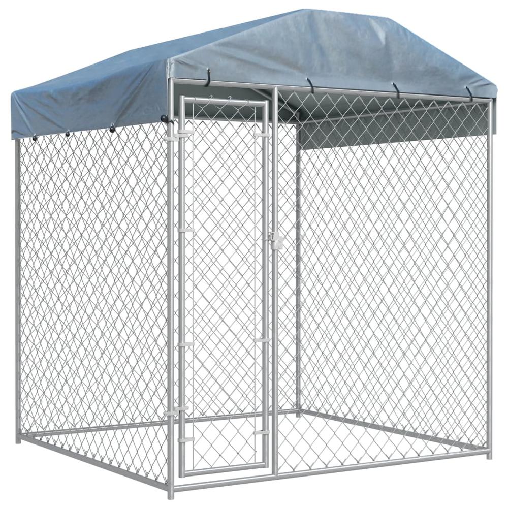 vidaXL Outdoor Dog Kennel with Canopy Top 78.7"x78.7"x88.6" , 145026. Picture 1
