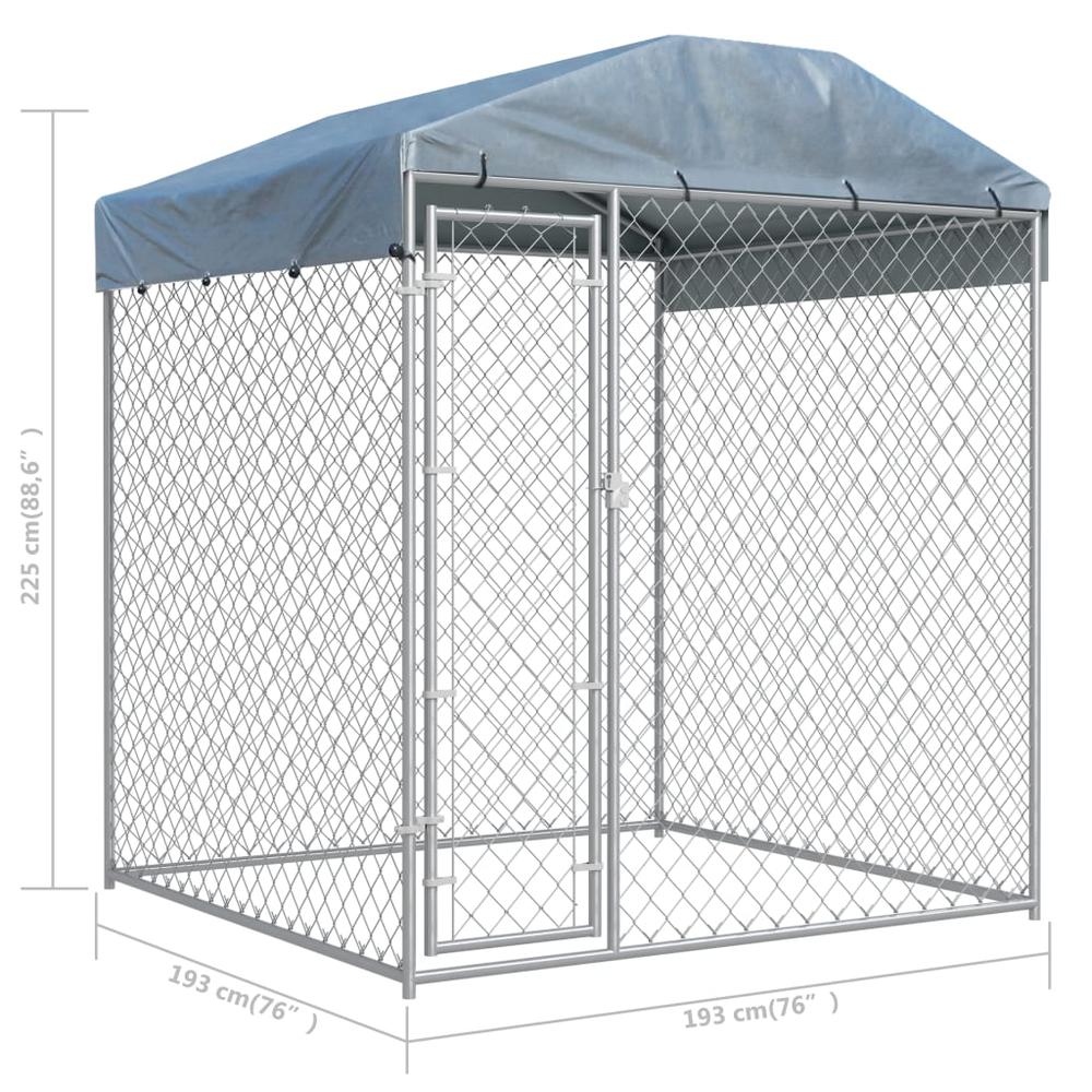 vidaXL Outdoor Dog Kennel with Canopy Top 78.7"x78.7"x88.6" , 145026. Picture 5