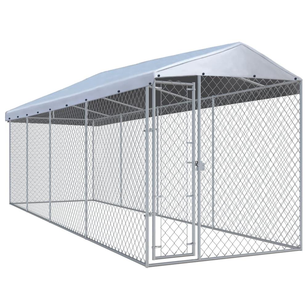 vidaXL Outdoor Dog Kennel with Roof 299"x75.6"x88.6", 145031. Picture 1