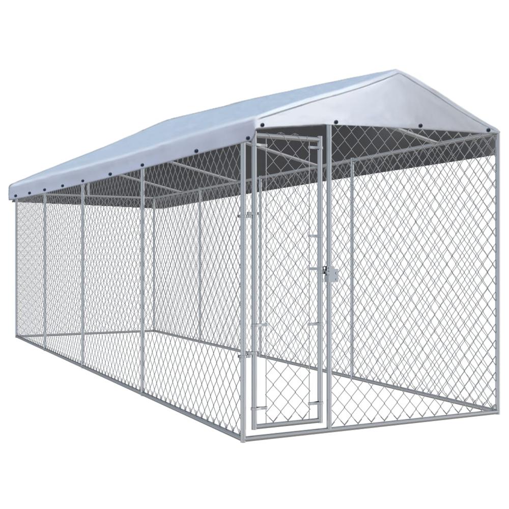vidaXL Outdoor Dog Kennel with Roof 299"x75.6"x88.6", 145031. Picture 5
