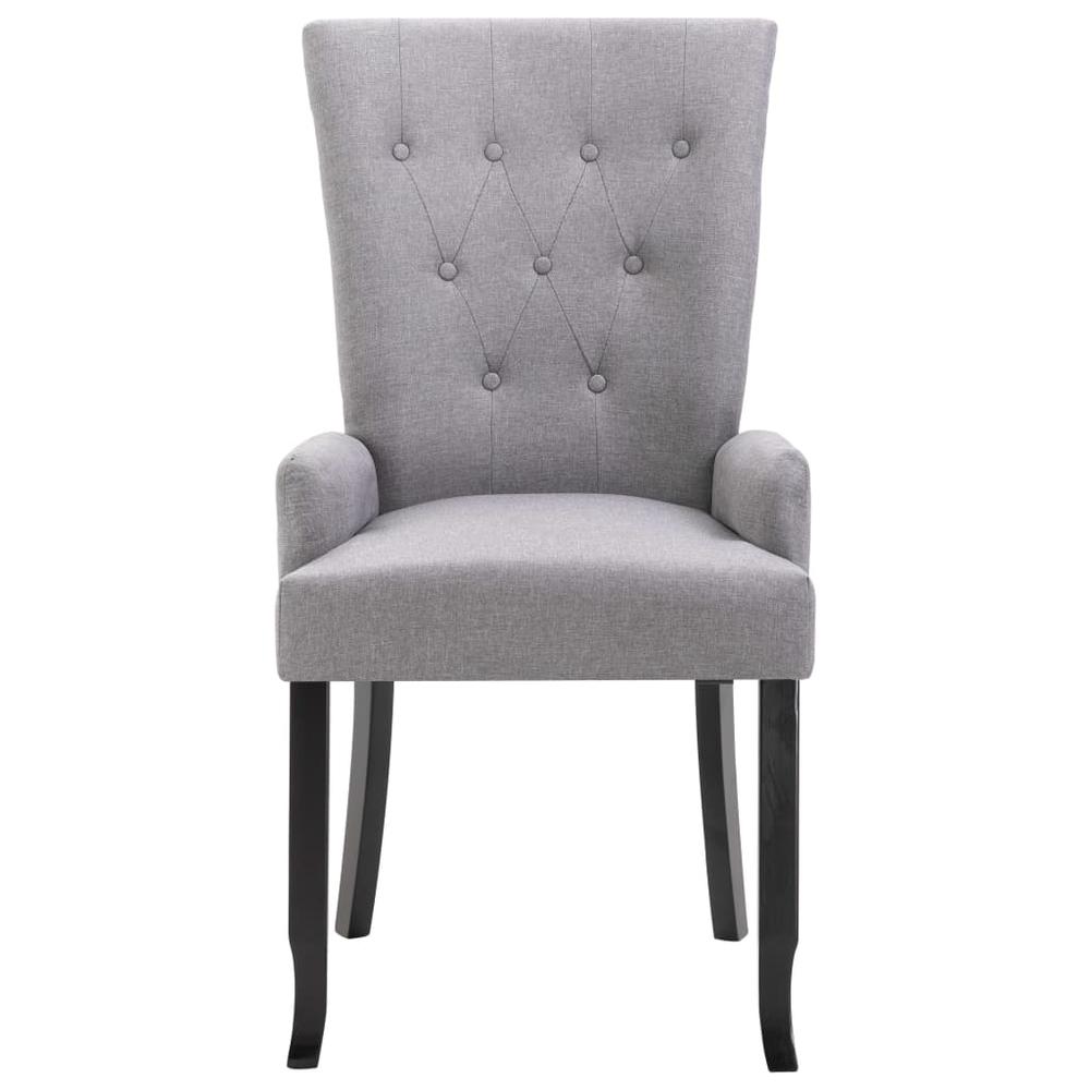 Dining Chairs with Armrests 2 pcs Light Gray Fabric. Picture 2