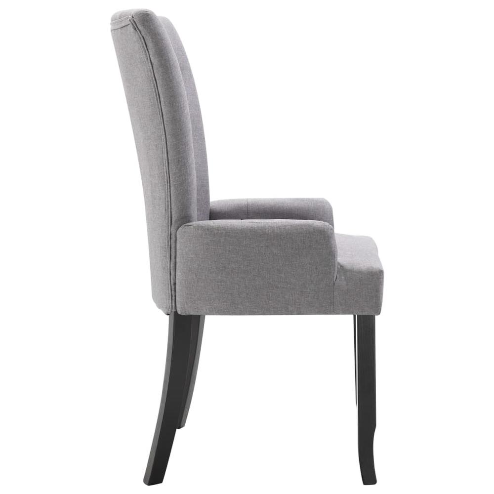 Dining Chairs with Armrests 2 pcs Light Gray Fabric. Picture 3