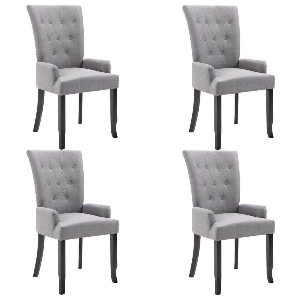 Dining Chairs with Armrests 4 pcs Light Gray Fabric. Picture 1