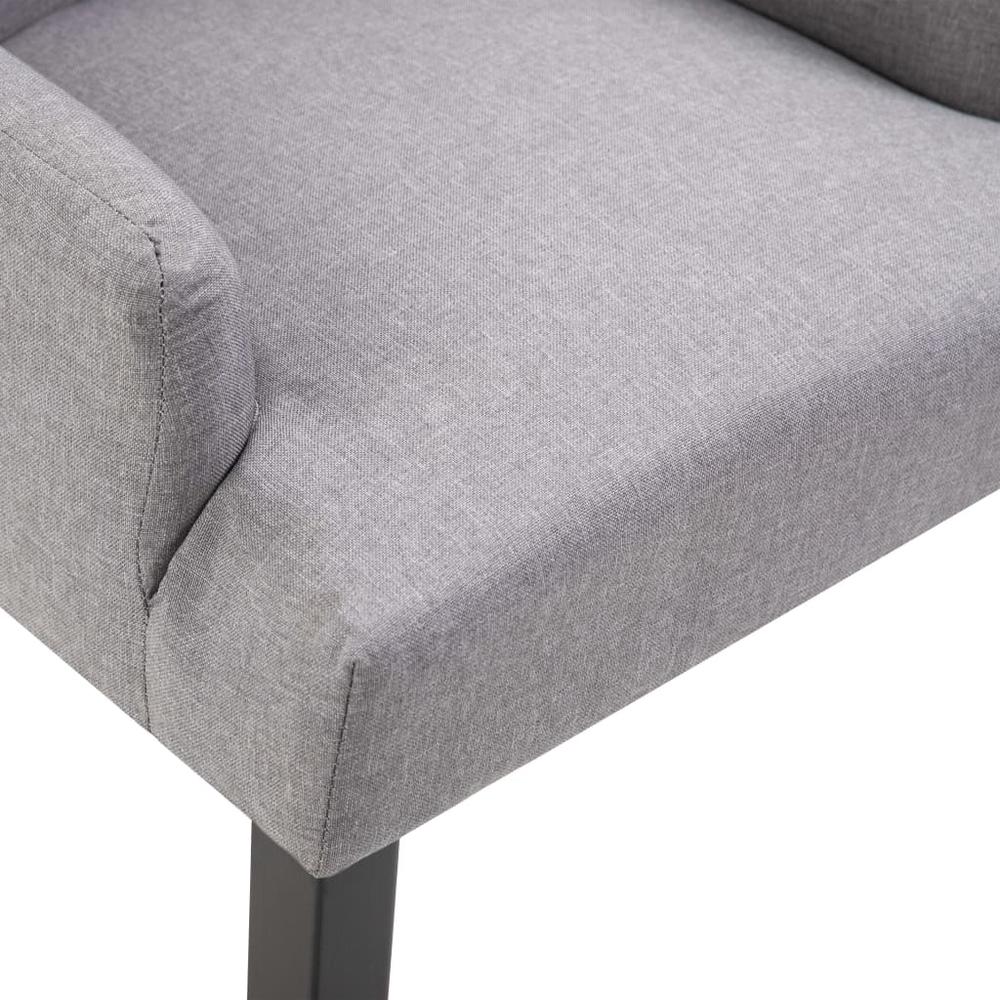 Dining Chairs with Armrests 4 pcs Light Gray Fabric. Picture 5