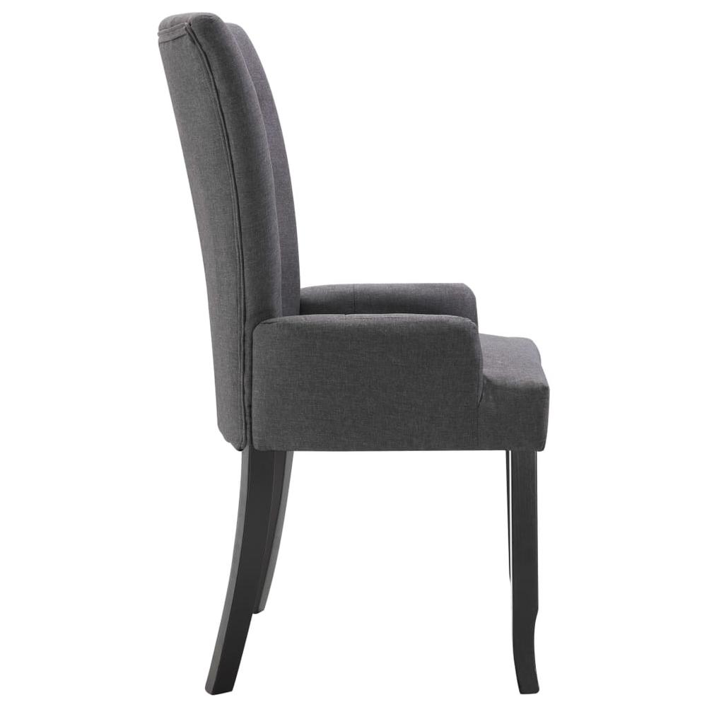 Dining Chairs with Armrests 2 pcs Dark Gray Fabric. Picture 3