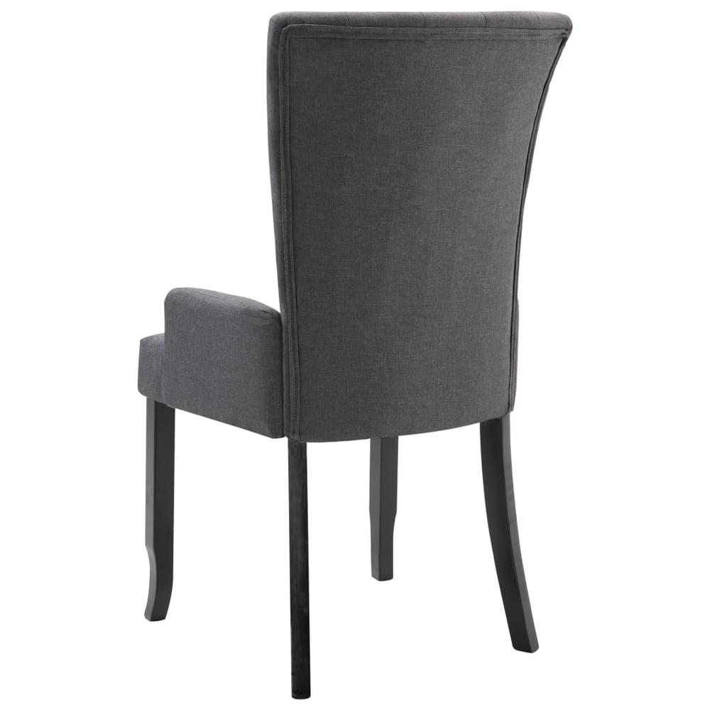 Dining Chairs with Armrests 4 pcs Dark Gray Fabric. Picture 4