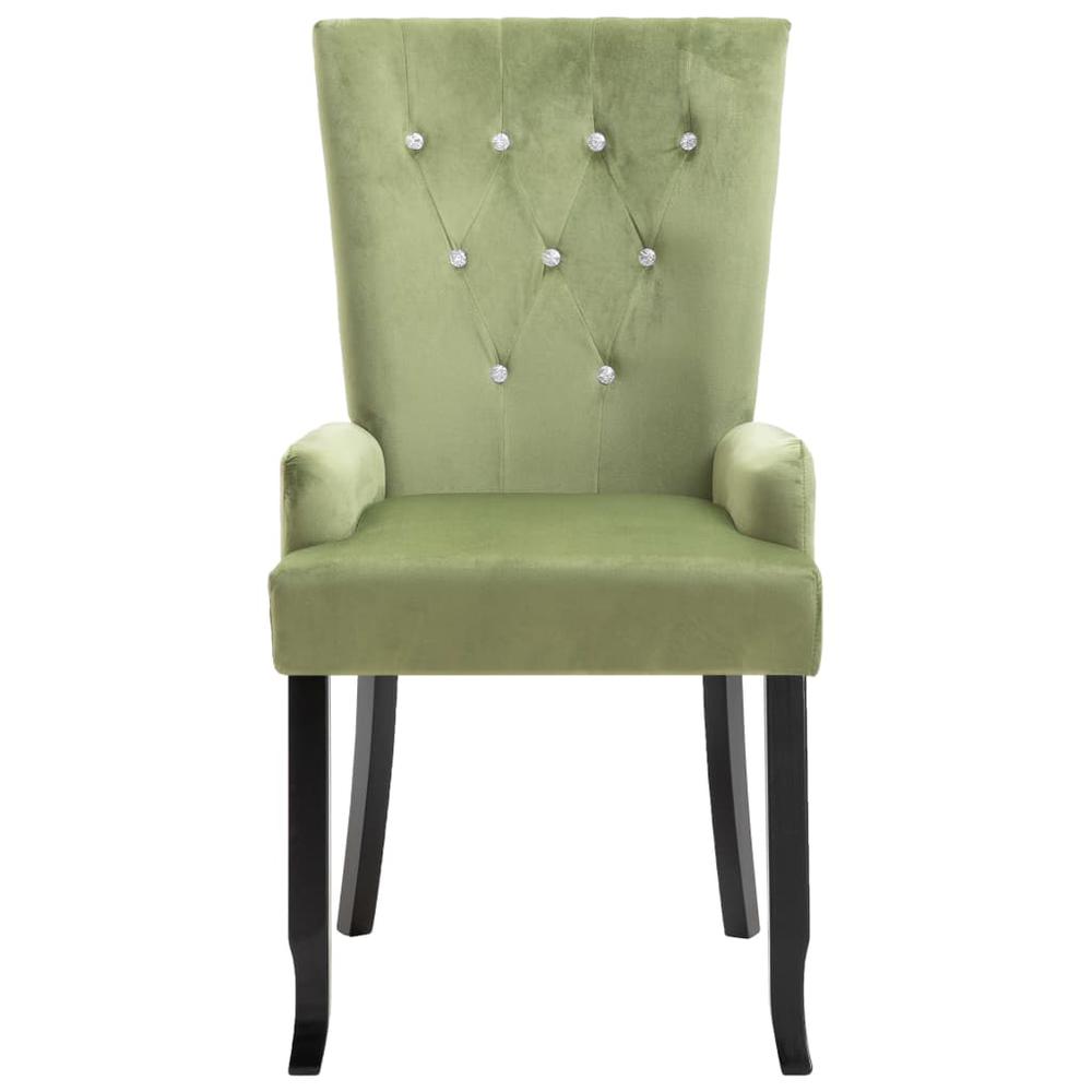 Dining Chair with Armrests 2 pcs Light Green Velvet. Picture 2