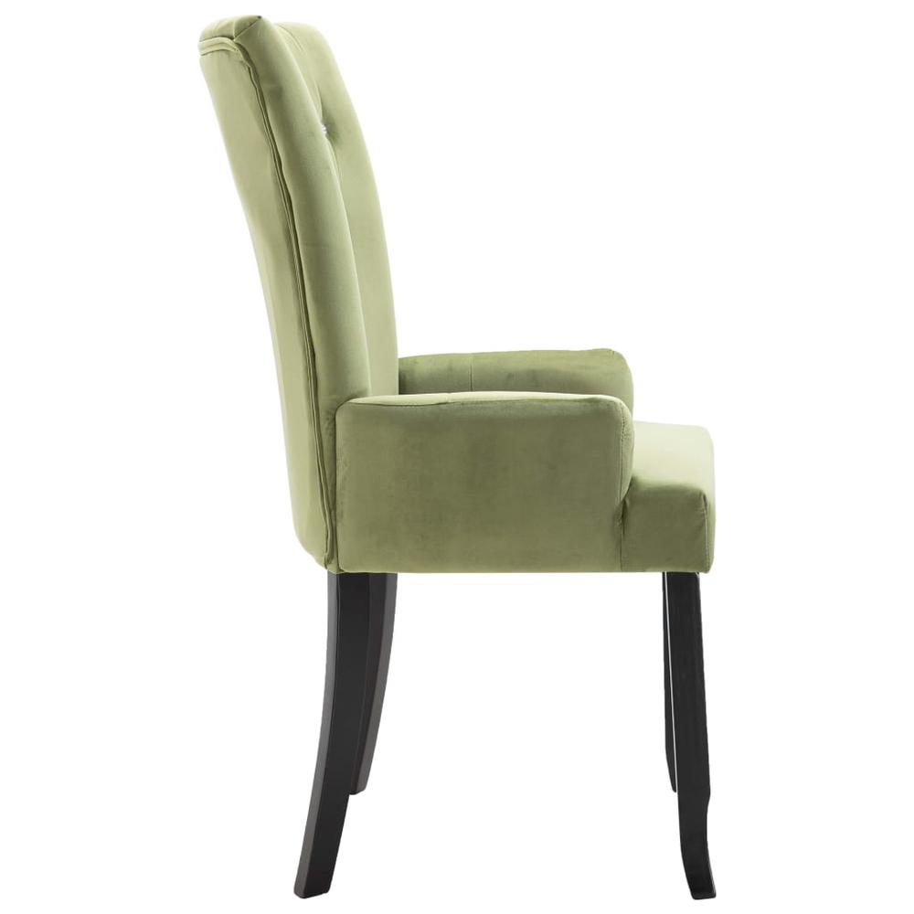 Dining Chair with Armrests 2 pcs Light Green Velvet. Picture 3