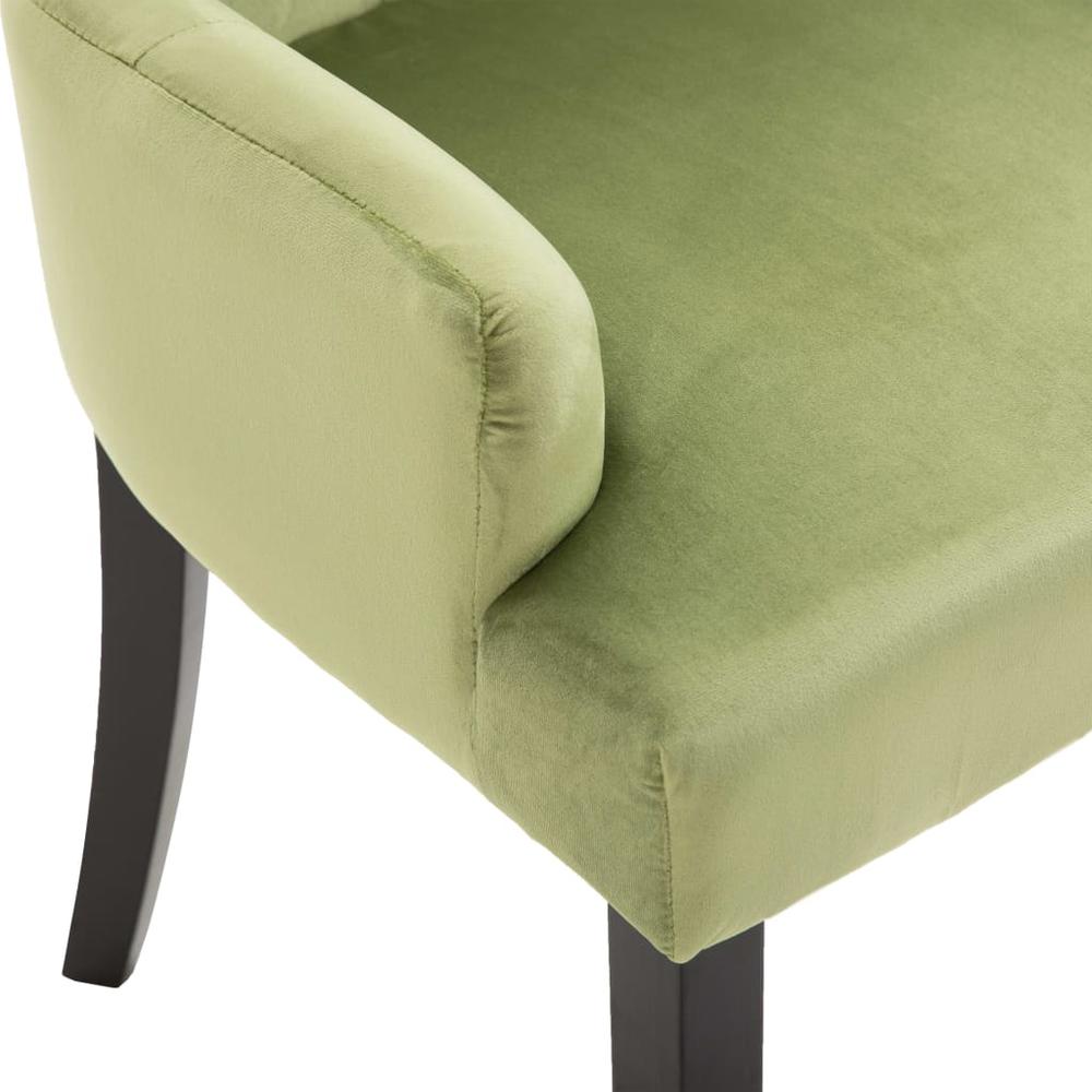 Dining Chair with Armrests 2 pcs Light Green Velvet. Picture 5