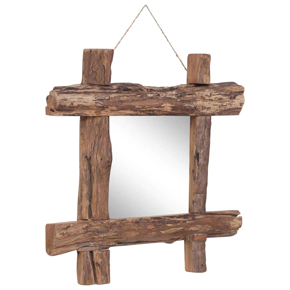 Log Mirror Natural 19.7"x19.7" Solid Reclaimed Wood. Picture 1