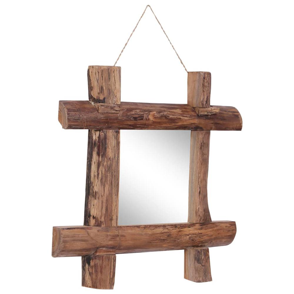 Log Mirror Natural 19.7"x19.7" Solid Reclaimed Wood. Picture 4
