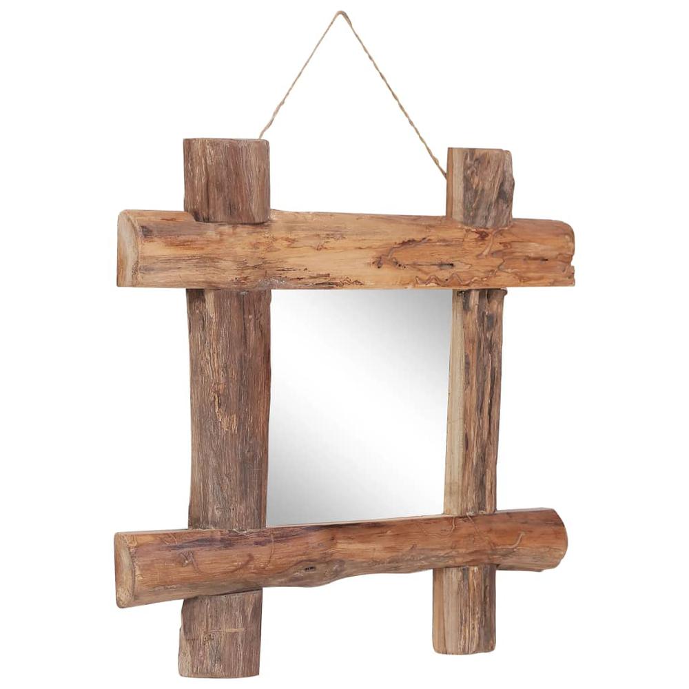 Log Mirror Natural 19.7"x19.7" Solid Reclaimed Wood. Picture 5
